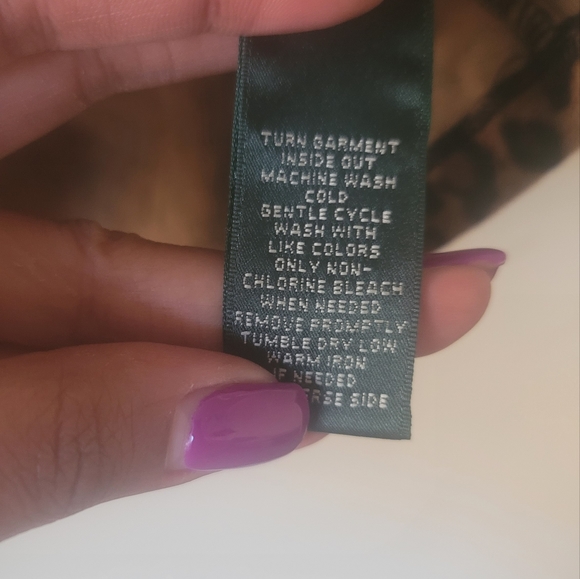 NWOT Lauren Ralph Lauren Brown Black Leopard Crew Neck Quarter Cuff Sleeve Top - Picture 9 of 9